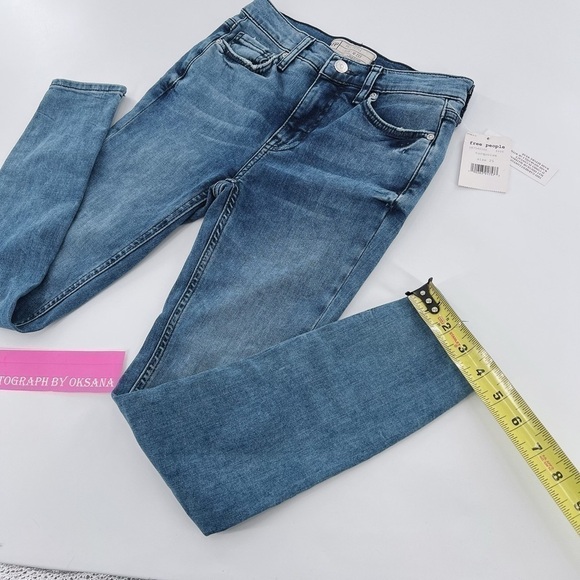 Free People Womens Busted Knee Skinny Jeans Turquoise Size 25 NWT - Picture 5 of 12